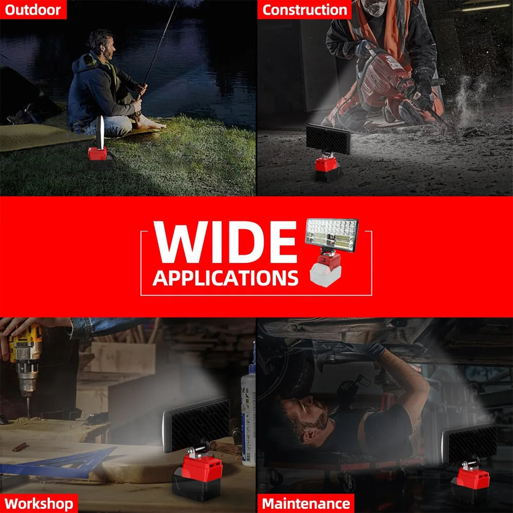 LED Work Light for Milwaukee 18V Battery – Portable Flood Lamp (4/5/8 inch)
