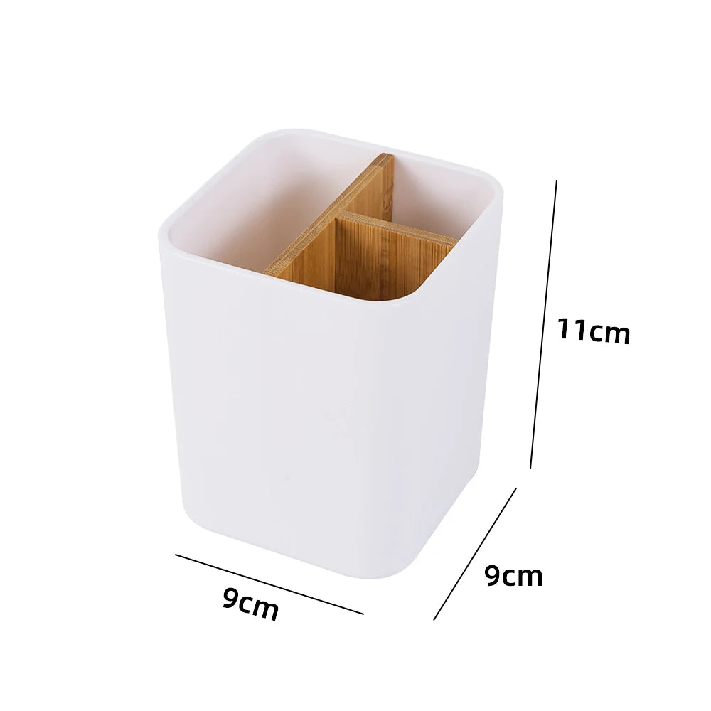 Bamboo Electric Toothbrush & Razor Holder – Bathroom Storage Stand for Toothpaste, Brushes, and Accessories
