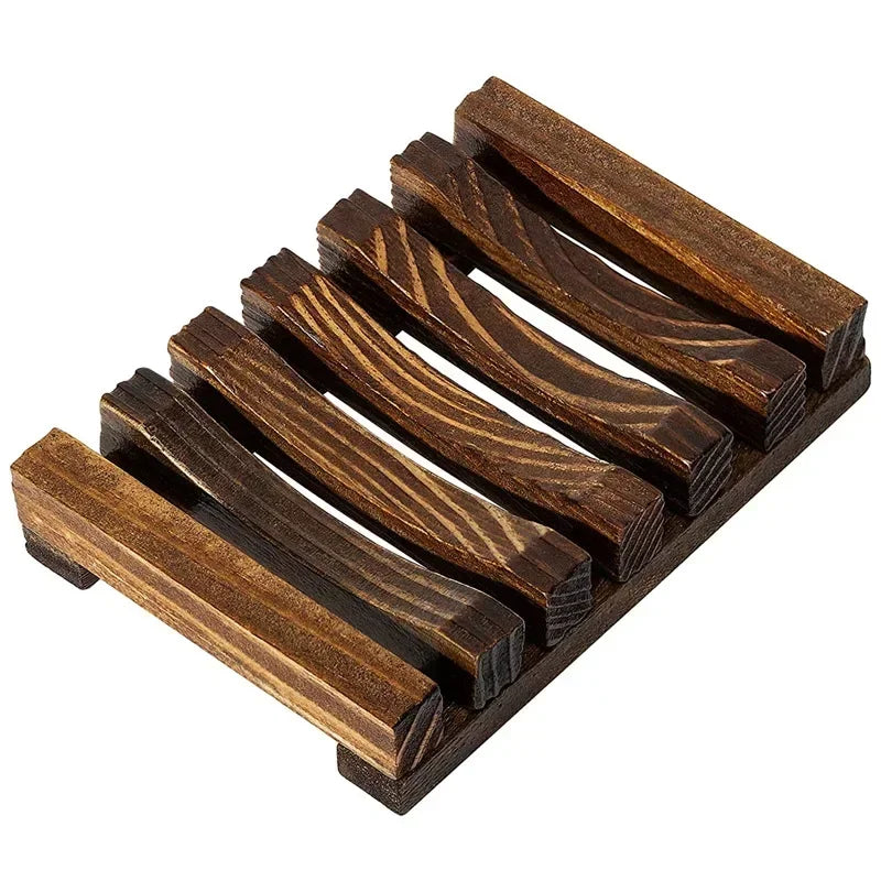 Natural Bamboo Soap Dish – Mildew-Resistant Wooden Drain Tray for Bathroom Use