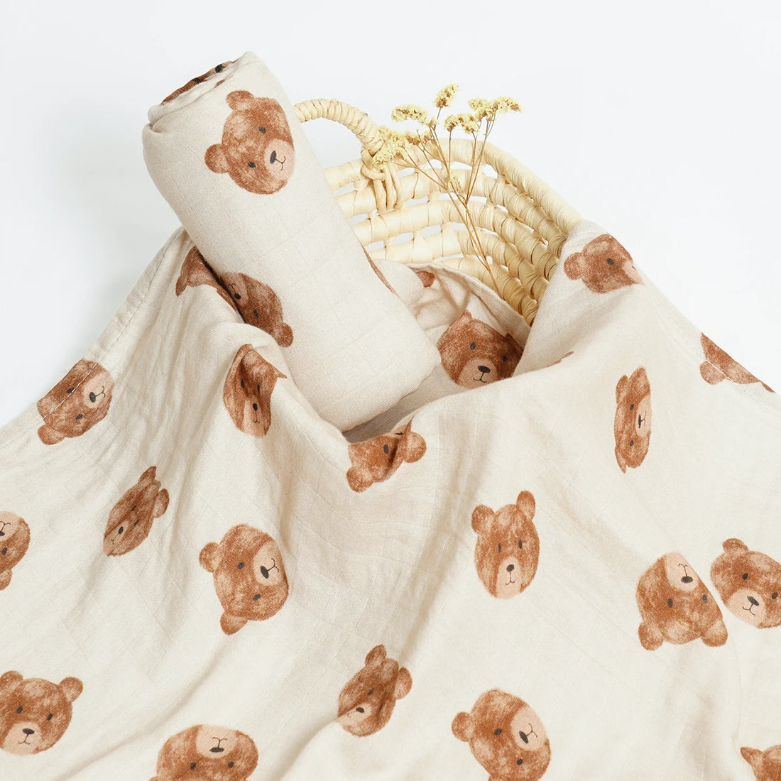Elinfant Bamboo Cotton Muslin Swaddle Blanket – 120x110cm Baby Wrap Towel