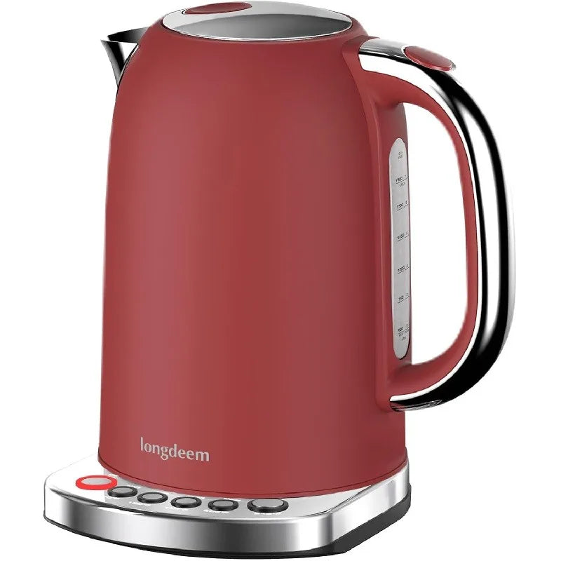 Electric Tea Kettle with Temperature Control – 5 Presets & Keep Warm Function, Red