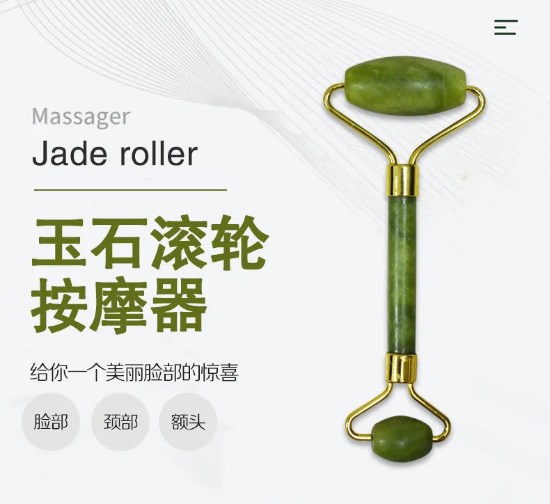 Natural Jade Roller Massager – Face, Body, Back & Foot Massage Roller, Facial Lifting & Anti-Wrinkle Double-End Gua Sha Jade Stone
