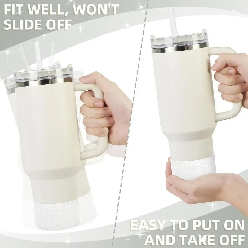 Silicone Glitter Bottle Bottom Sleeve – Anti-Slip Tumbler Cup Protector