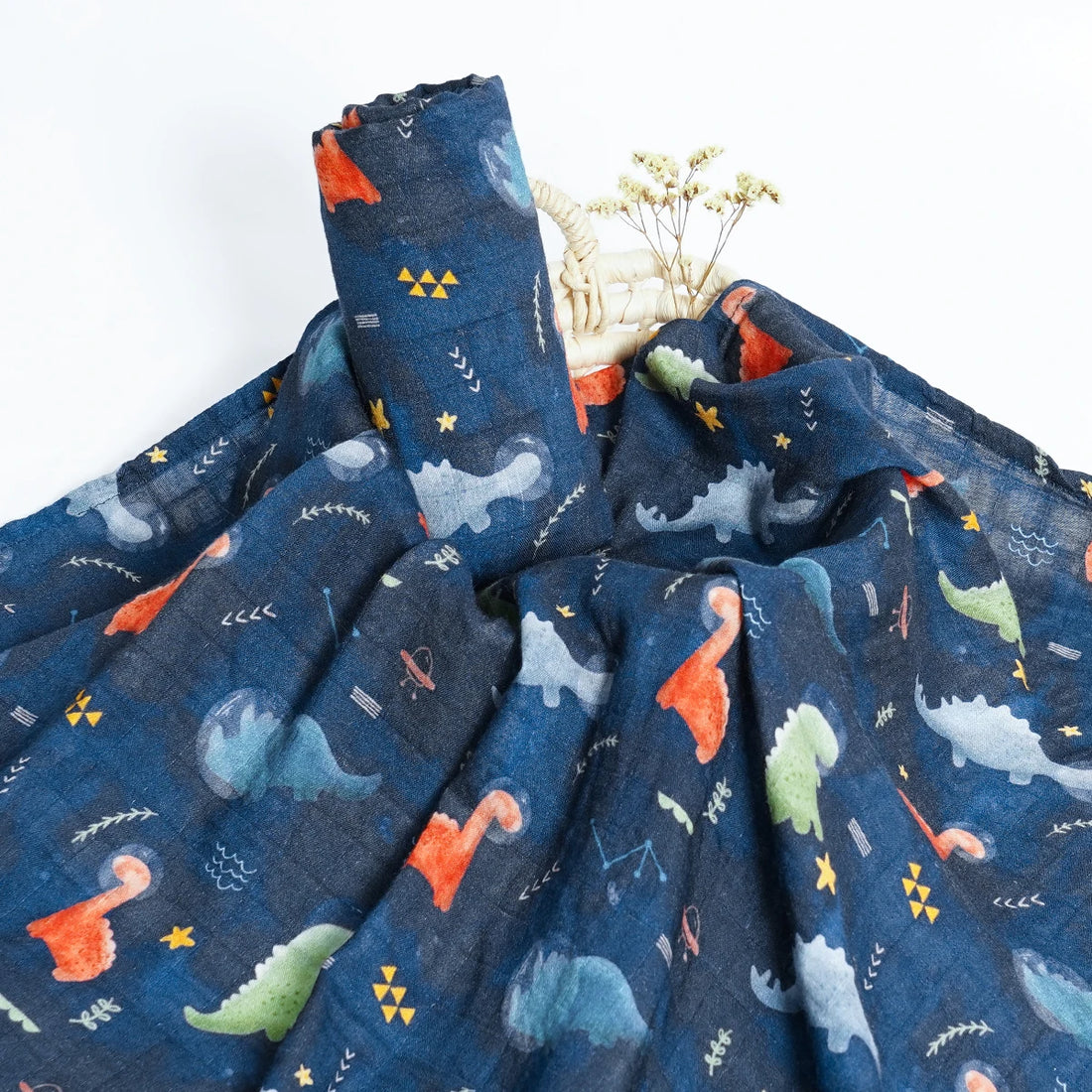 Elinfant Bamboo Cotton Muslin Swaddle Blanket – 120x110cm Baby Wrap Towel