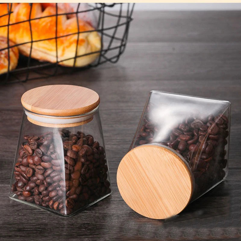 Coffee Beans Vacuum Sealed Tank – Transparent Glass Food Storage Jar with Airtight Seal for Moisture-Proof Storage