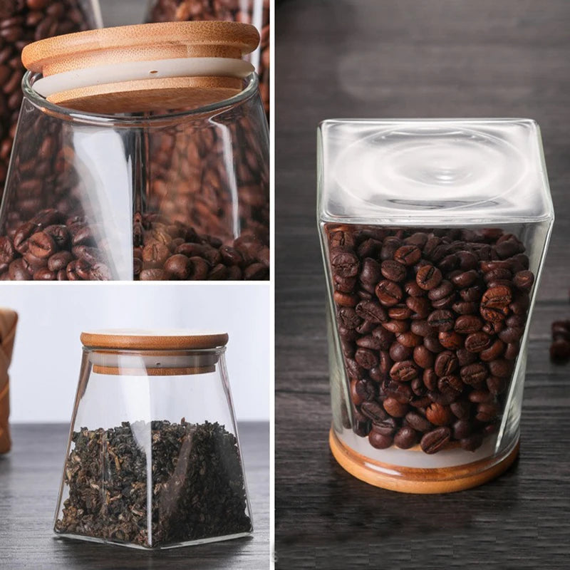 Coffee Beans Vacuum Sealed Tank – Transparent Glass Food Storage Jar with Airtight Seal for Moisture-Proof Storage
