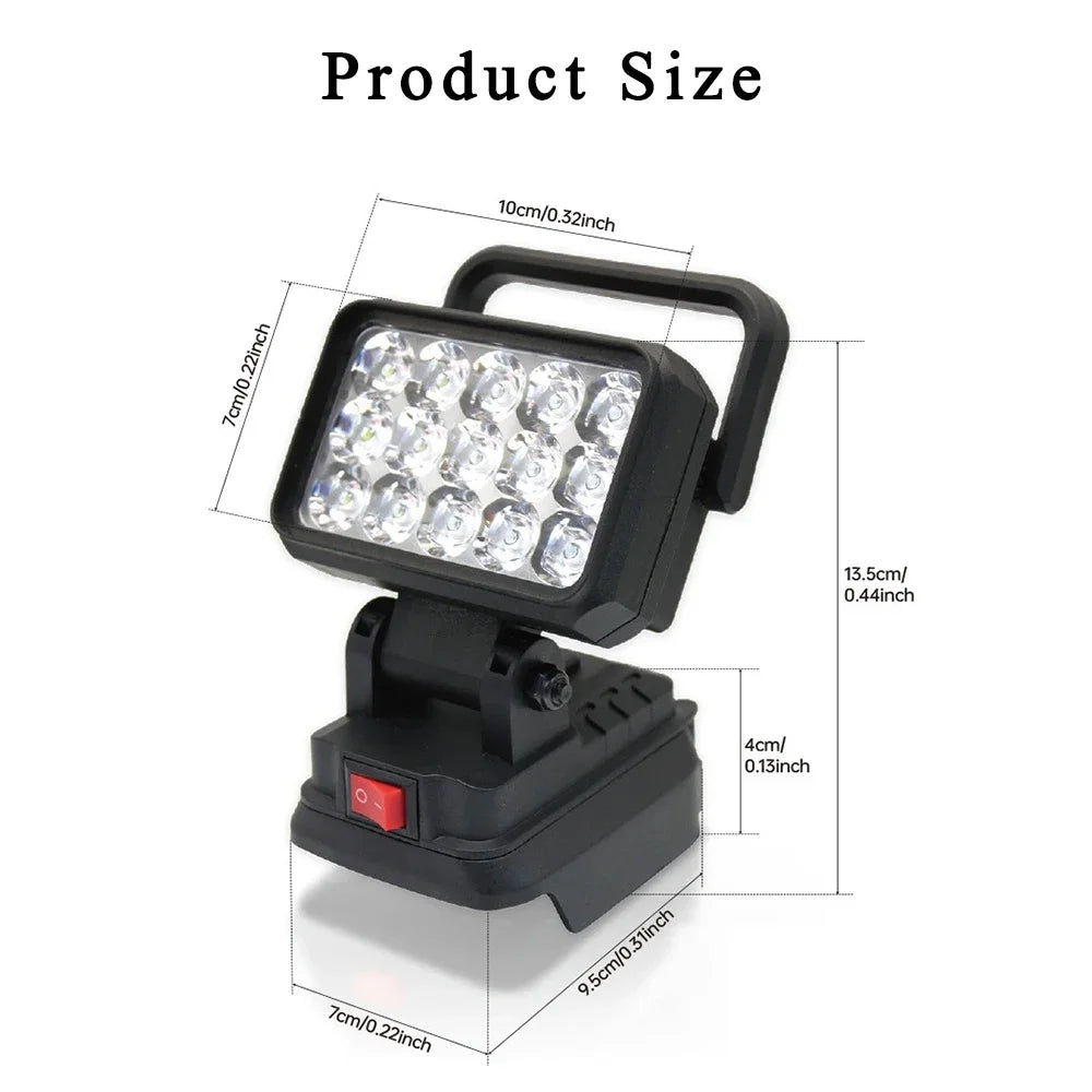 15-Bead LED Work Light – Portable Spotlight for 18V Li-ion Tool Batteries