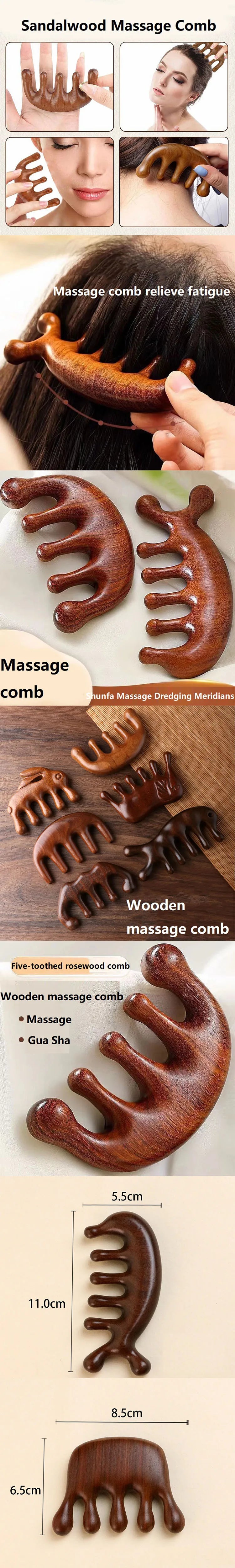 Wooden Massage Comb – Scalp & Head Oil Massager, Hair Comb Tool (AMS01)