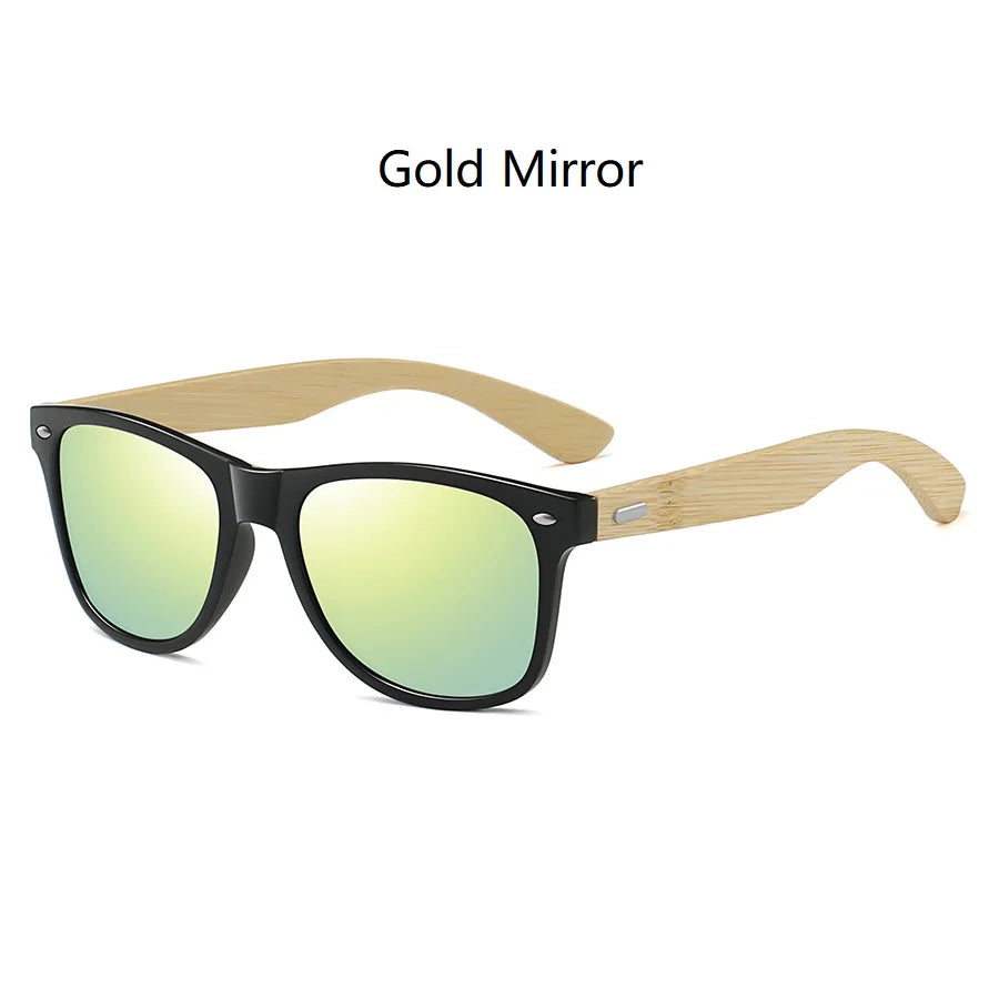 Fashion Bamboo Wood Vintage Square Sunglasses – Men & Women Luxury Brand Designer Sun Glasses, Wooden Driving & Fishing UV400 Eyewear