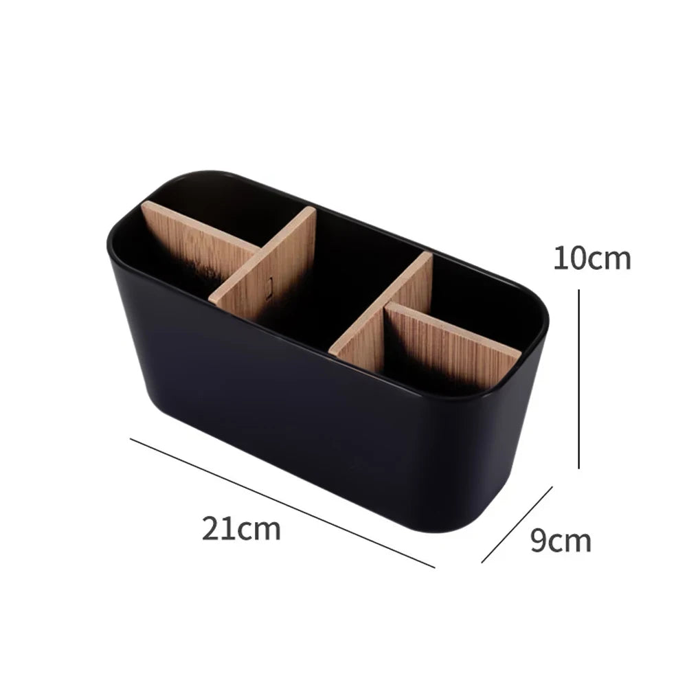 Bamboo Electric Toothbrush & Razor Holder – Bathroom Storage Stand for Toothpaste, Brushes, and Accessories