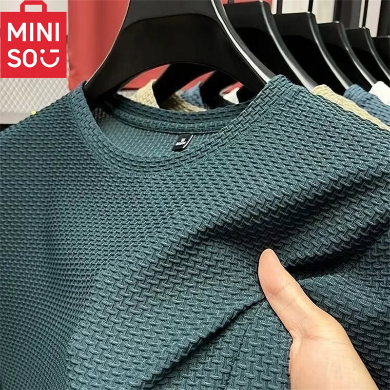 MINISO Men's Bamboo Mesh Ice Silk Short-Sleeve T-Shirt