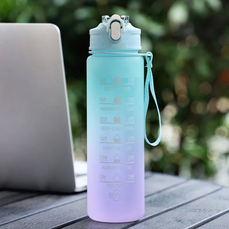 700ml Rainbow Frosted Sports Water Bottle – With Straw & Gradient Design
