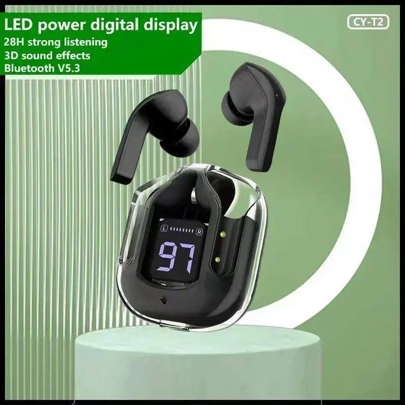 T2 TWS Transparent Wireless Earbuds – Bluetooth Headset with Digital Display & Stereo Sound