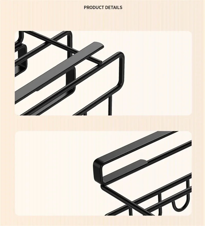 Stainless Steel Kitchen Hanging Organizer Rack – Hooks, Towel Bar, Pot Lid & Cutting Board Storage