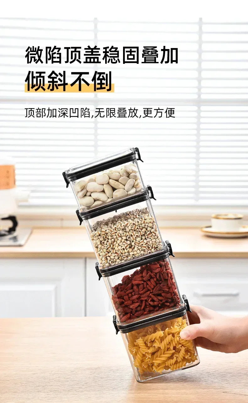 460-1800ML Set Kitchen Stackable Sealed Jars – Plastic Food Storage Box, Multigrain Tank Bottle, Dried Fruit & Tea Storage Containers