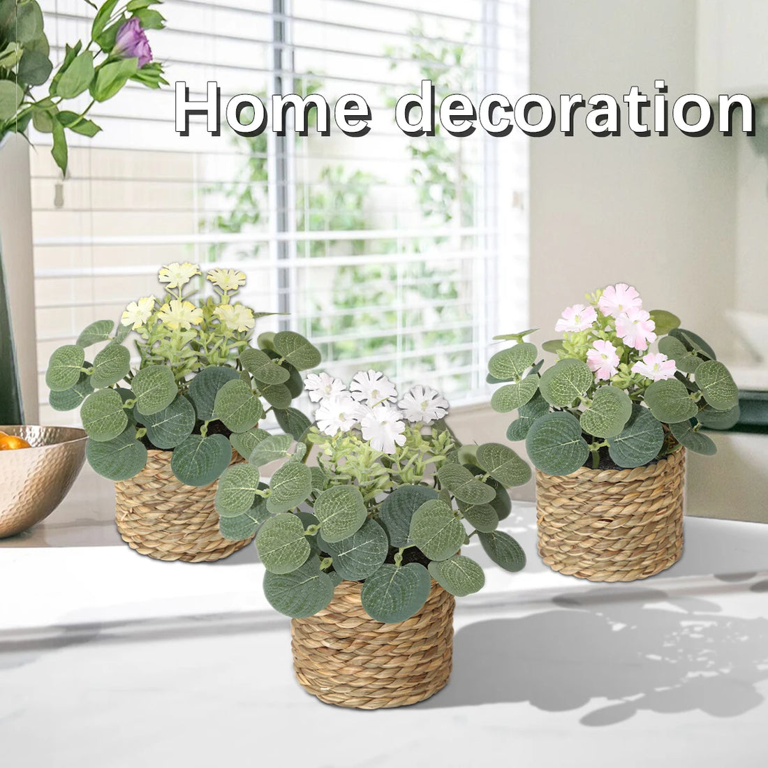 XIYA FLOWER Artificial Eucalyptus Potted Plant – 11cm Decor