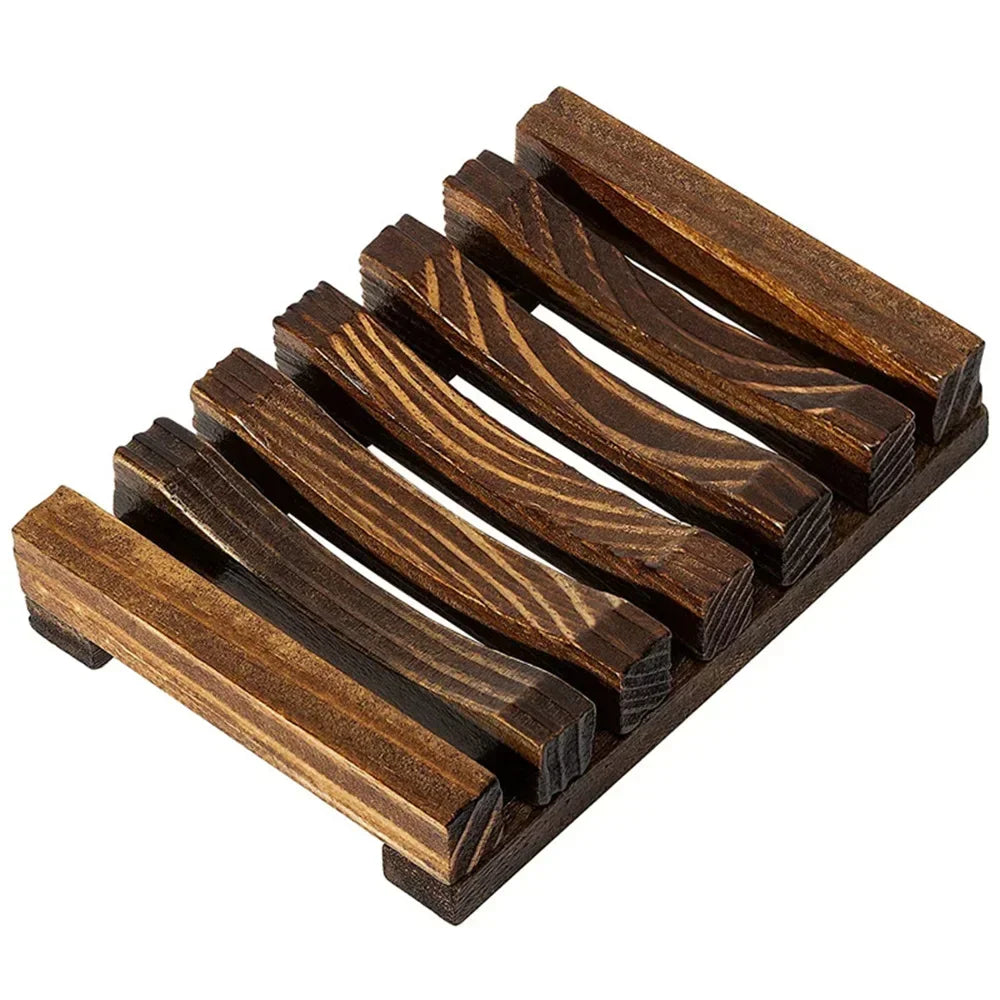 Natural Bamboo Soap Dish – Mildew-Resistant Wooden Drain Tray for Bathroom Use