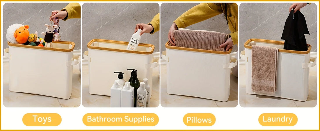 Bamboo Toilet Paper Holder with Lid – Enclosed Tissue Storage Box with Handle