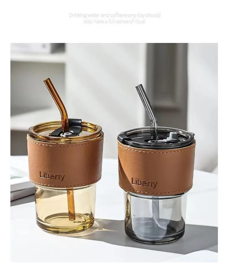 Custom Glass Cups with Lids & Straws