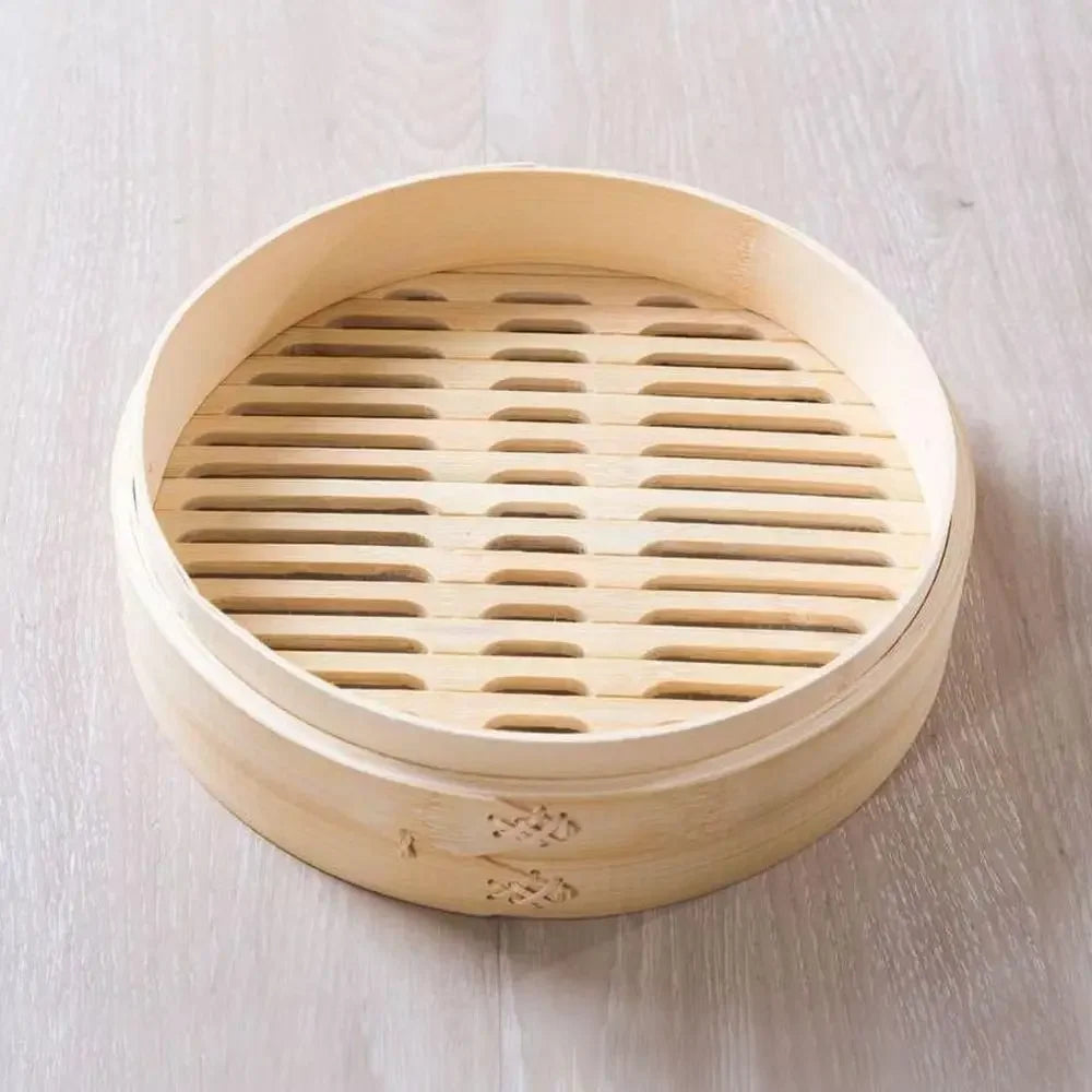 Bamboo Steamer Basket with Lid for Dumplings & Bao Buns