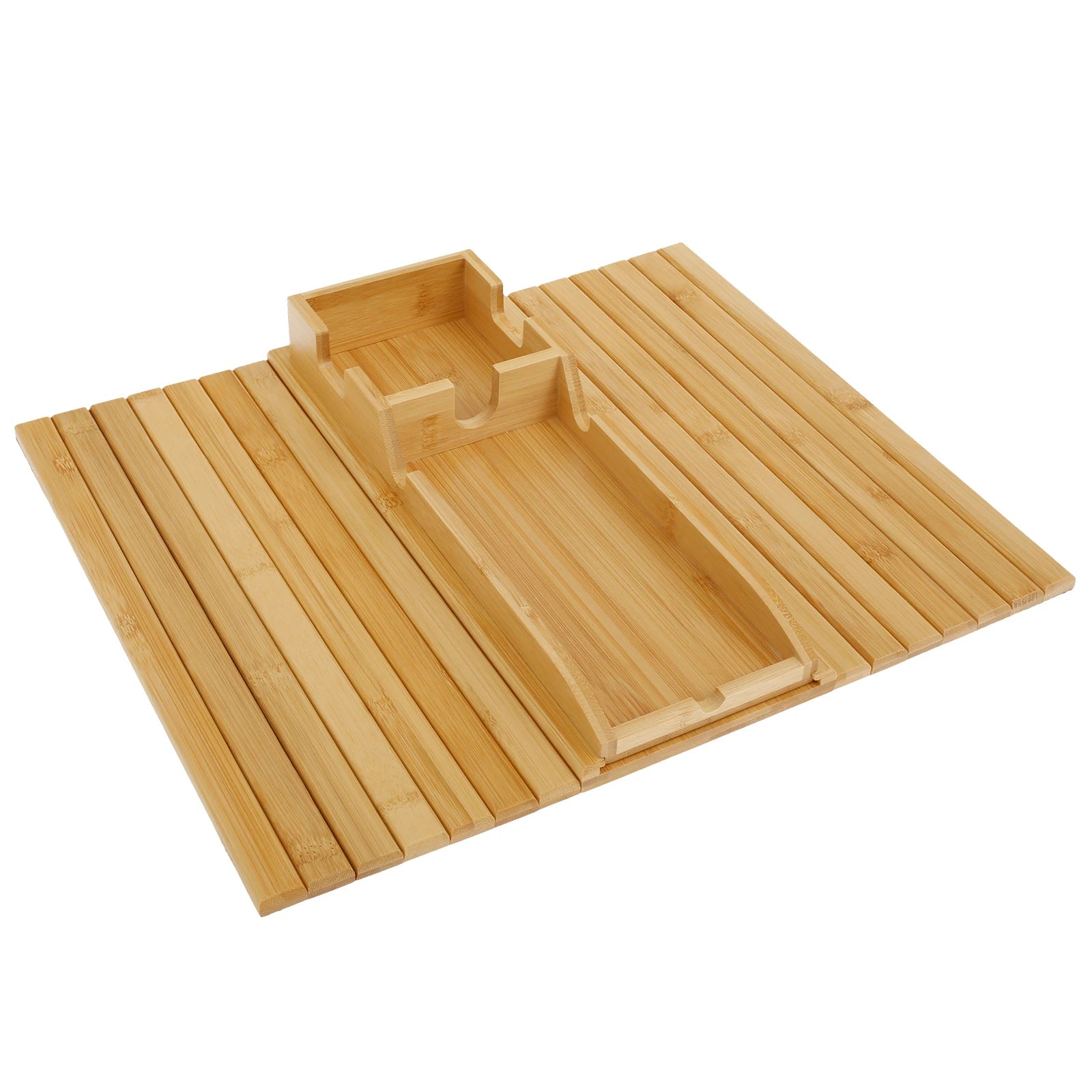 Couch Cup Holder Bamboo Wood Sofa Armrest Tray Foldable Sofa Cup Holder Anti-Slip Couch Arm Cup Holder Sofa Side Storage Tray