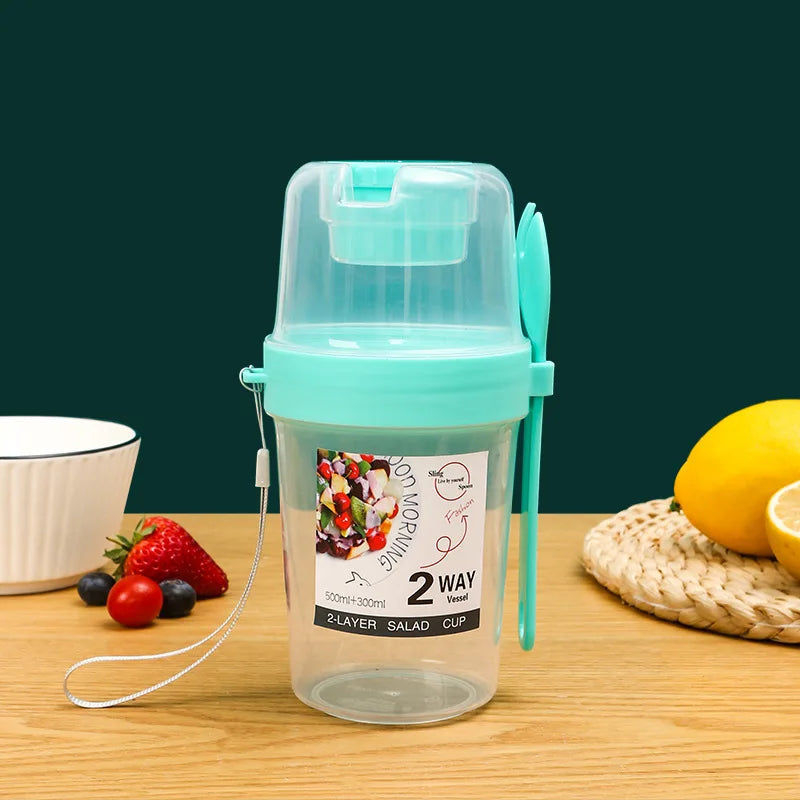 Carry Breakfast Cups – Salad, Yogurt, Cereal, Oatmeal, Snacks, Parfait Containers with Forks and Dressing Holders
