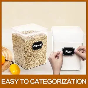 Large Airtight Food Storage Containers with Lids – Plastic Kitchen & Pantry Organization Containers for Cereal, Flour, and More