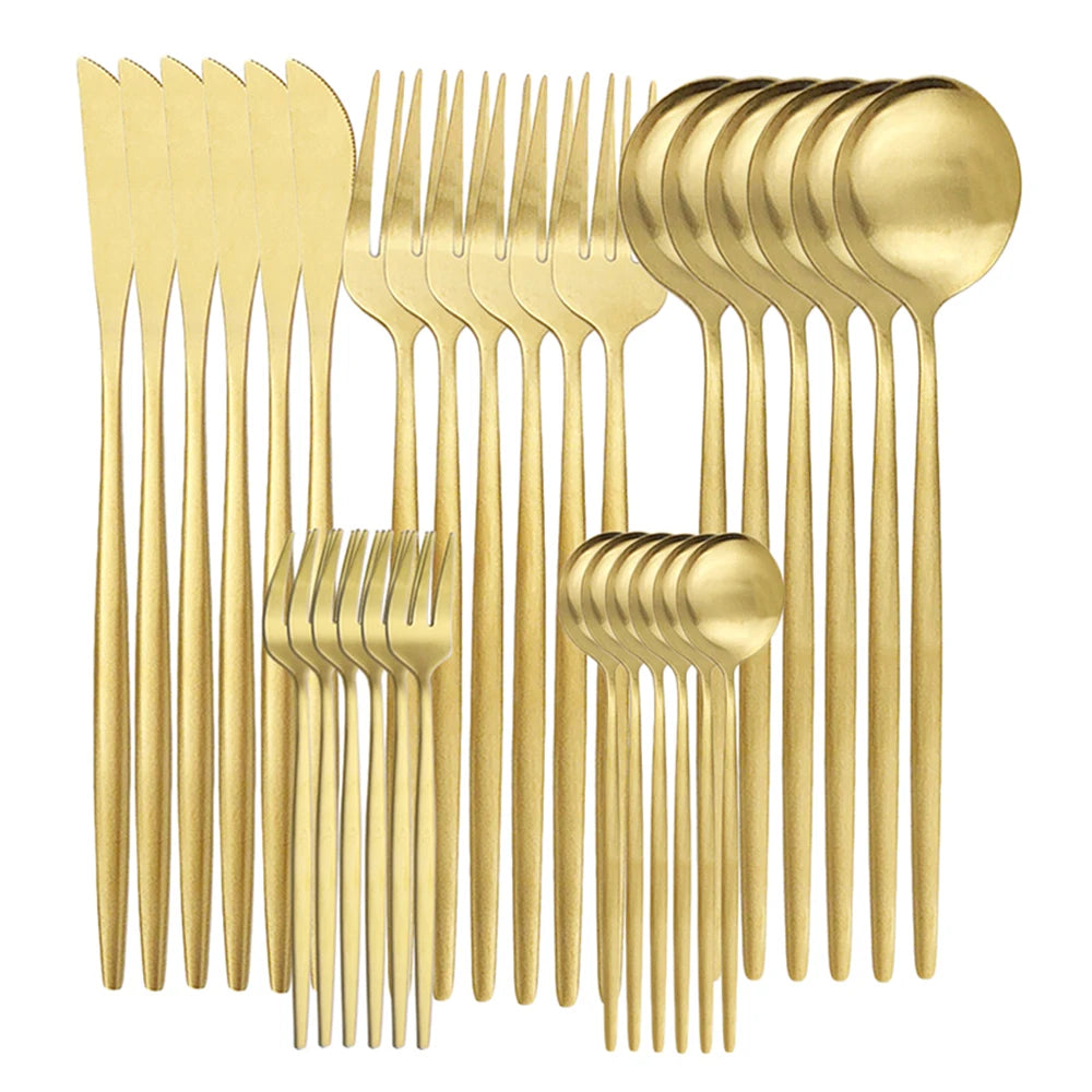 30-Piece Matte Stainless Steel Flatware Set