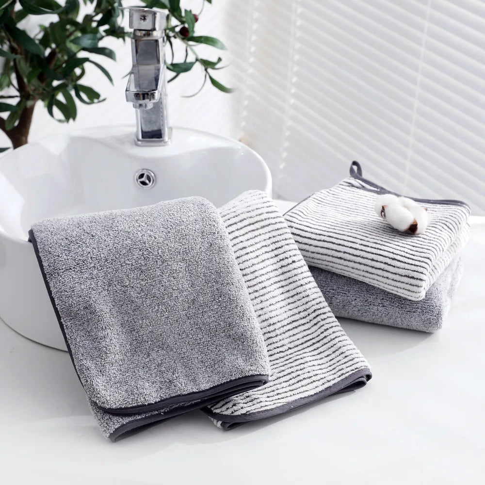 Striped Bamboo Hand Towel – 35x75cm Soft & Quick-Dry