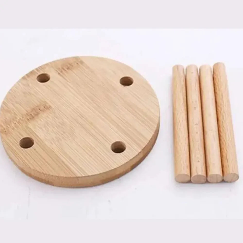 1PC Bamboo Wooden Cup Storage Rack – Creative Round Desktop Holder for Disposable Paper Cups