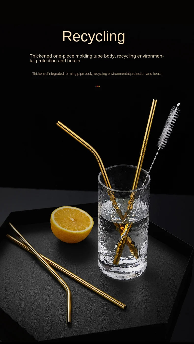 Set of 4 Stainless Steel Straws – Eco-Friendly, Reusable Drinking Straws