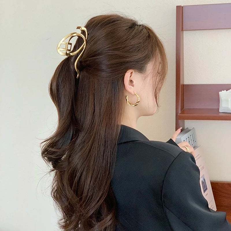 Metal Irregular Hair Claw Clips – Silver/Gold Punk Style Barrettes