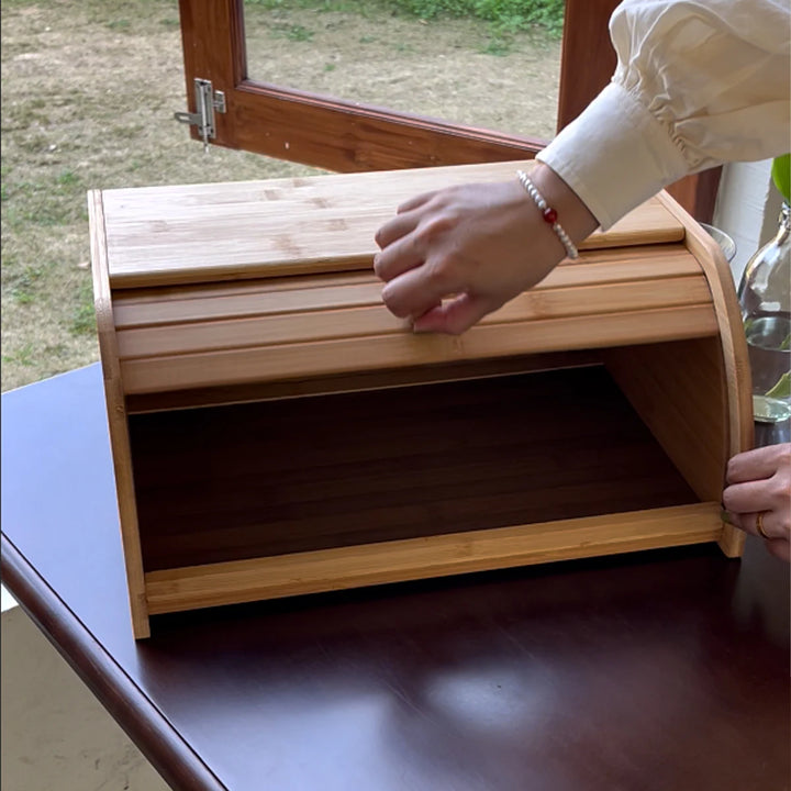 Premium Bamboo Bread Box & Kitchen Organizer