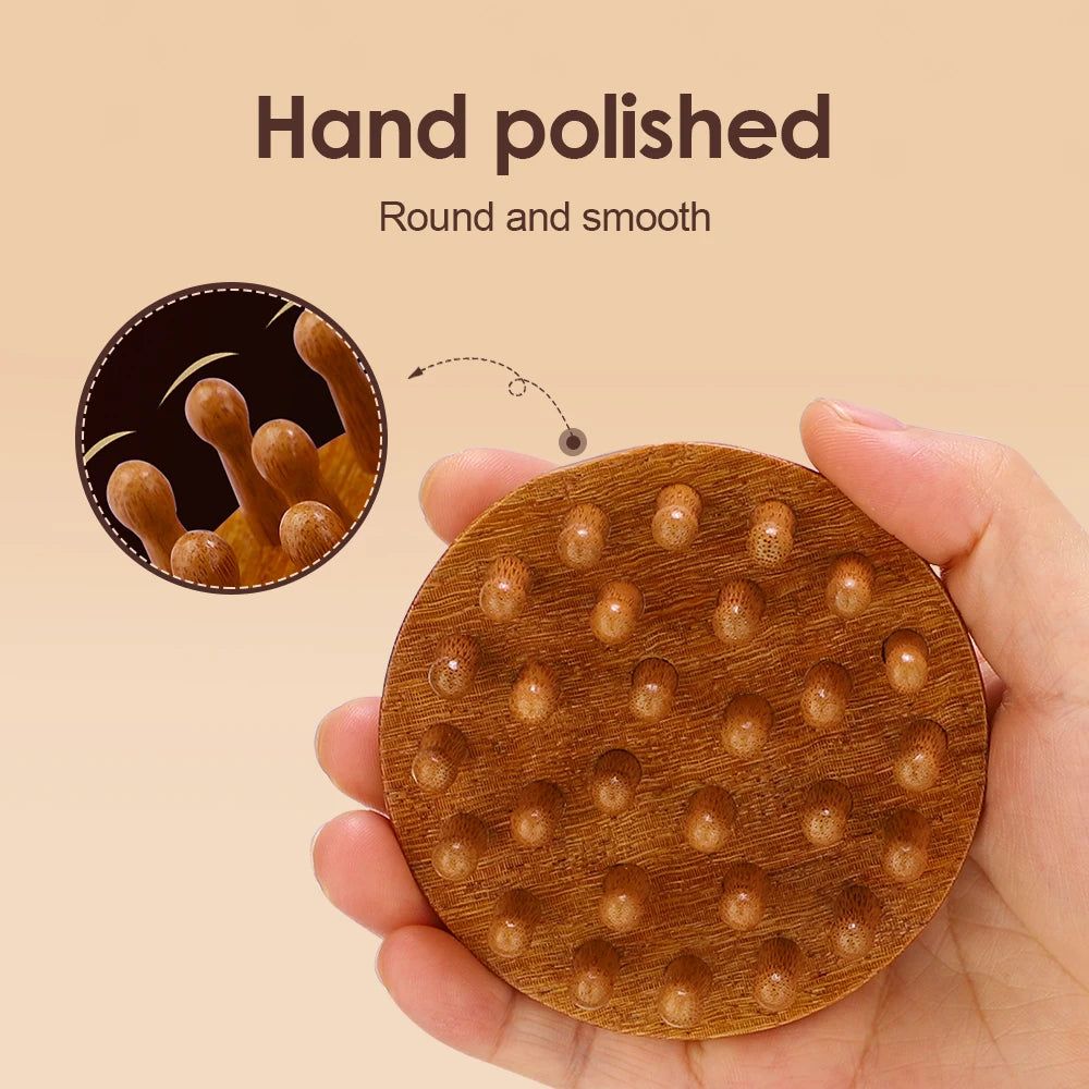 Multi-Functional Wood Therapy Massage Comb – Sandalwood Scalp, Head Massager & Body Guasha Scraping Tool