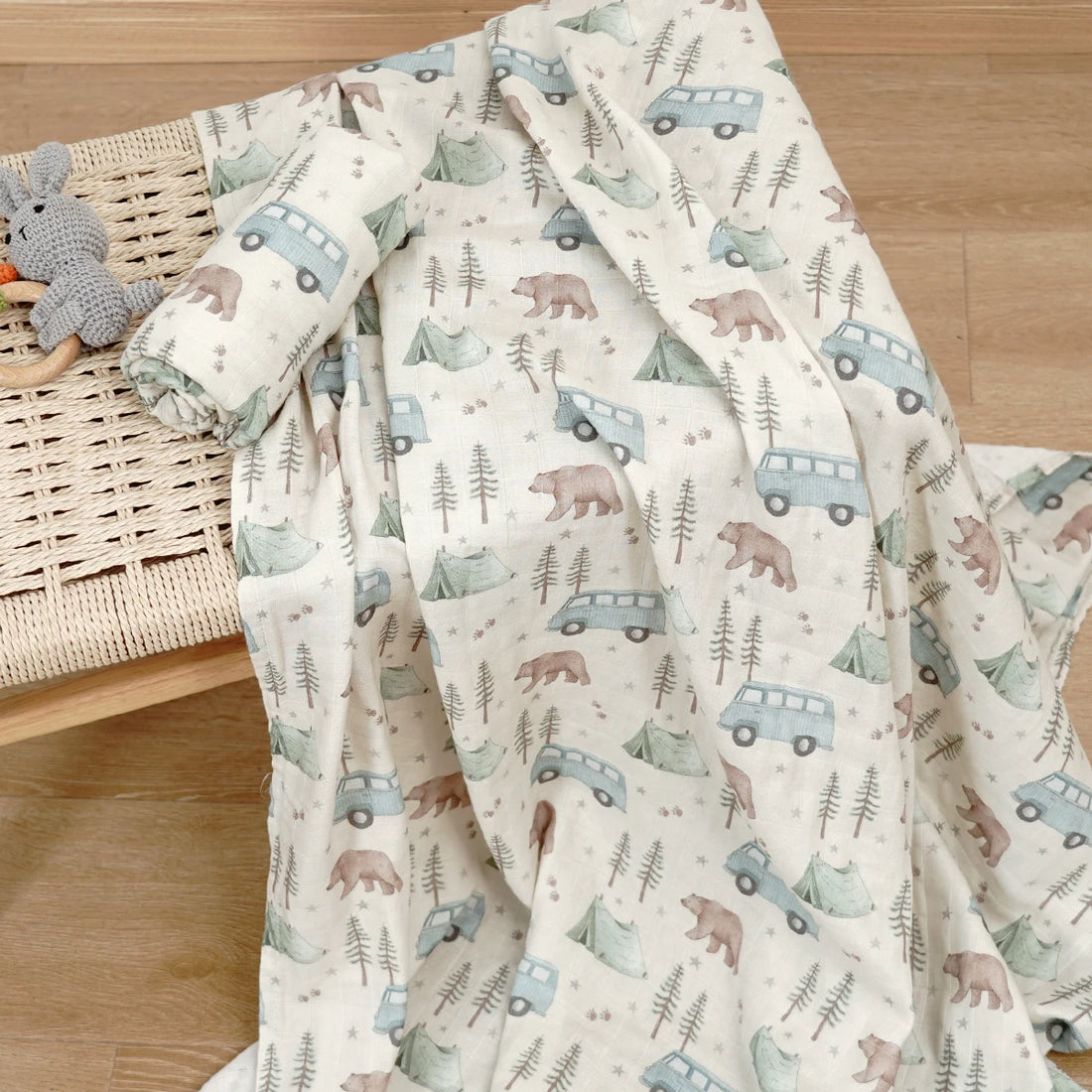 Elinfant Bamboo Cotton Muslin Swaddle Blanket – 120x110cm Baby Wrap Towel