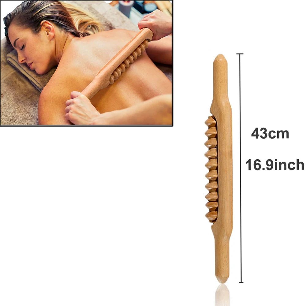 Wood Therapy Massager – Anti-Cellulite Gua Sha Tool, Deep Tissue Relaxation & Body/Face Lifting Roller, Maderoterapia Massage Tool