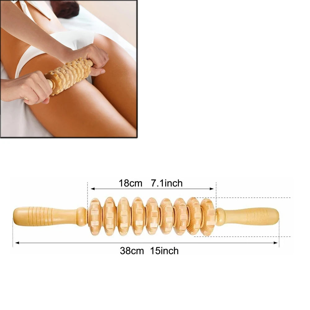 Wood Therapy Massager – Anti-Cellulite Gua Sha Tool, Deep Tissue Relaxation & Body/Face Lifting Roller, Maderoterapia Massage Tool