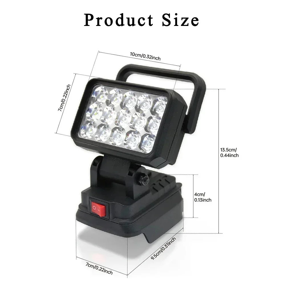 15-Bead LED Work Light – Portable Spotlight for 18V Li-ion Tool Batteries