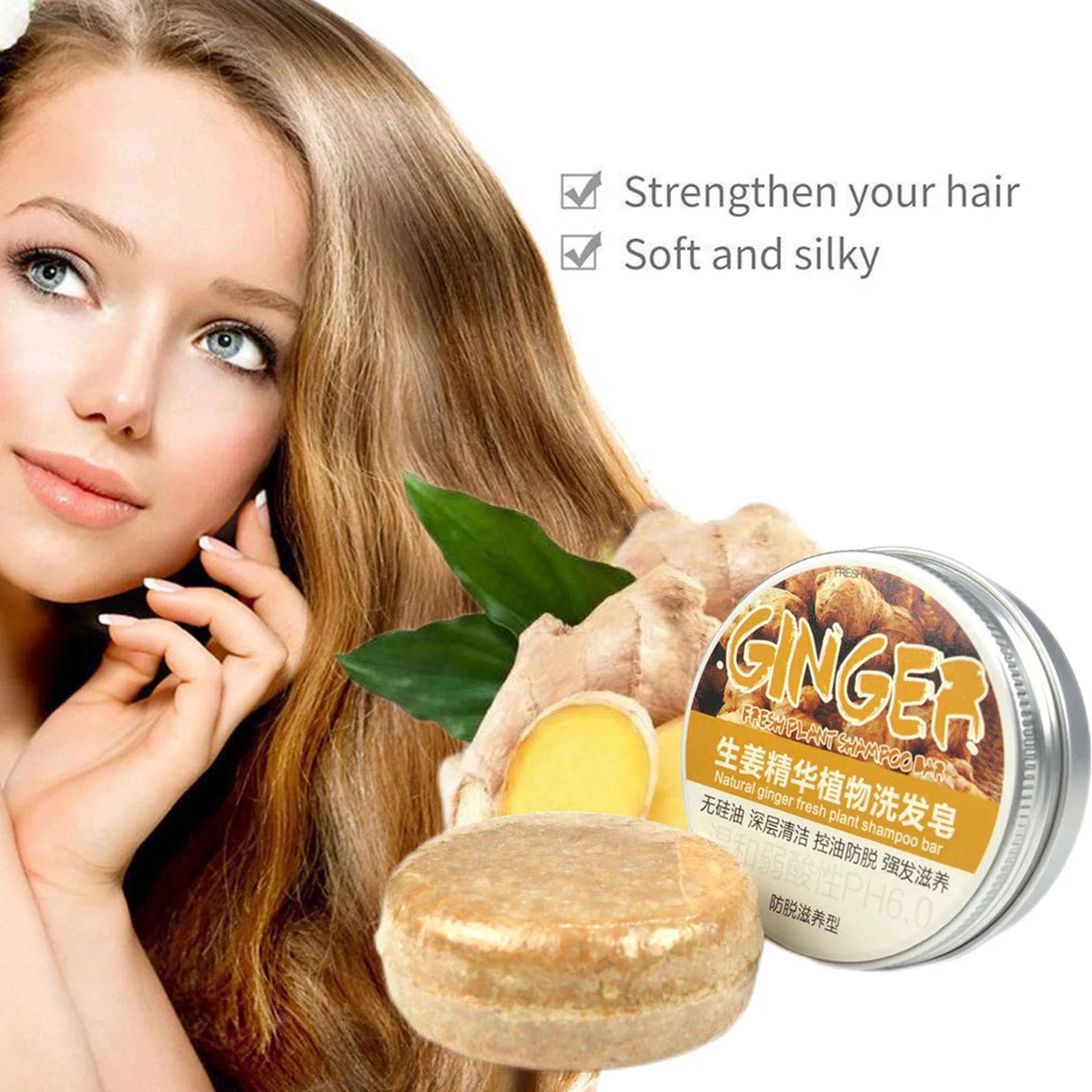 Ginger & Polygonum Shampoo Bar – Cold-Processed, Plant-Based Hair Care