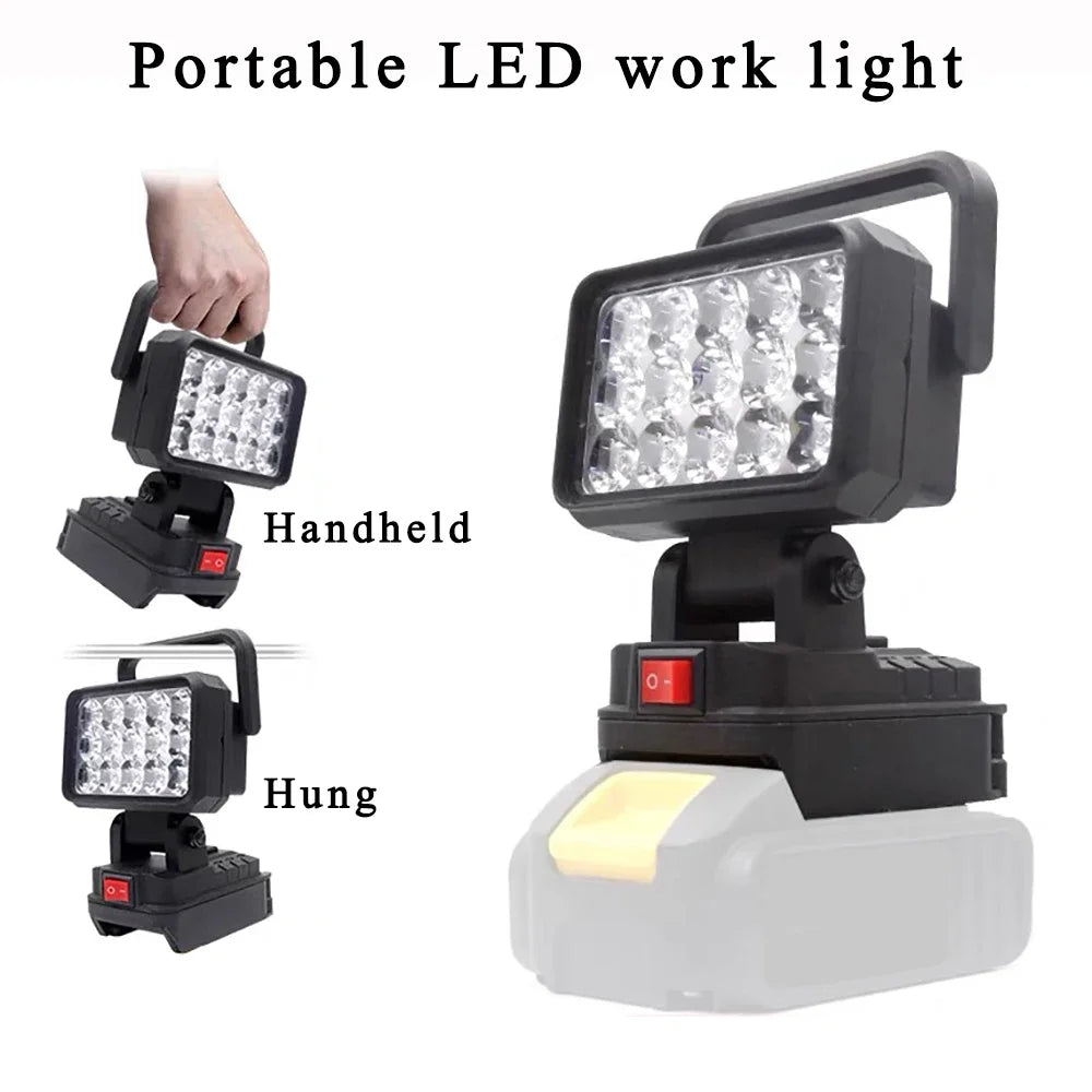 15-Bead LED Work Light – Portable Spotlight for 18V Li-ion Tool Batteries