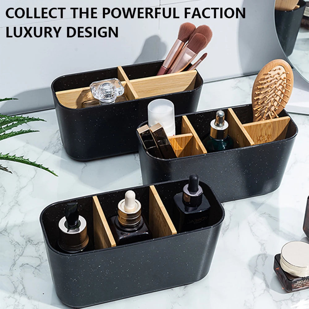 Bamboo Electric Toothbrush & Razor Holder – Bathroom Storage Stand for Toothpaste, Brushes, and Accessories