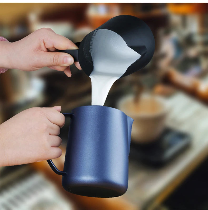 350/600ML Milk Jug Pull Flower Cup – Coffee, Cappuccino Milk Steaming Frothing Pitcher, Stainless Steel Non-Stick Milk Pot
