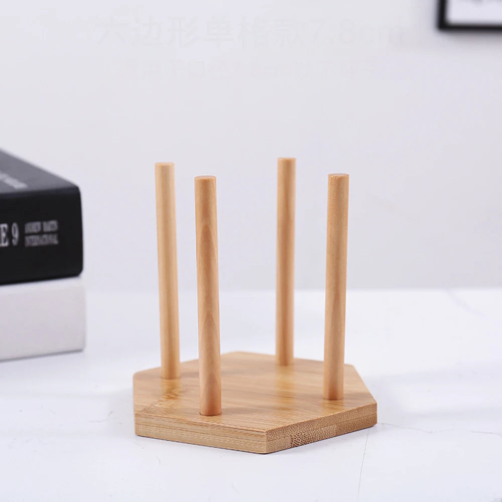 1PC Bamboo Wooden Cup Storage Rack – Creative Round Desktop Holder for Disposable Paper Cups