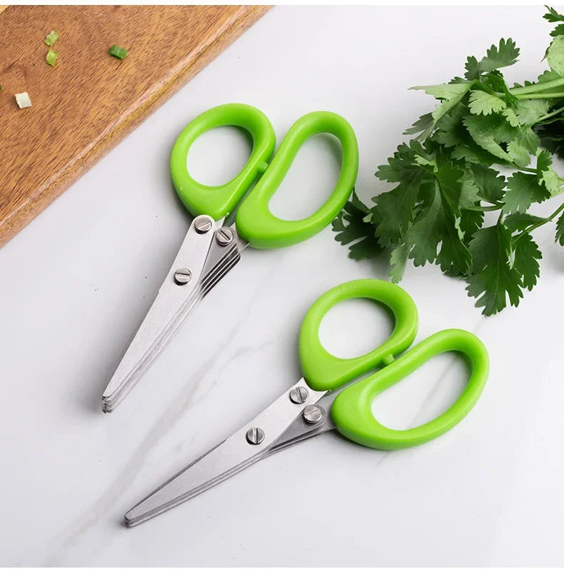 Multi-Functional Stainless Steel 3/5-Layer Kitchen Scissors – Pepper, Scallion, Laver Cutting & Chopping Cooking Tool