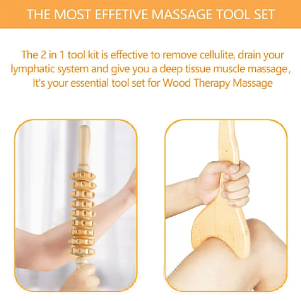 Wood Therapy Massager – Anti-Cellulite Gua Sha Tool, Deep Tissue Relaxation & Body/Face Lifting Roller, Maderoterapia Massage Tool