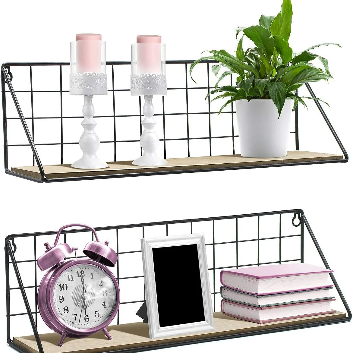 Wall-Mounted Wooden Storage Rack – No-Drill Display Shelf