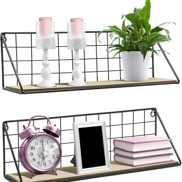 Wall-Mounted Wooden Storage Rack – No-Drill Display Shelf