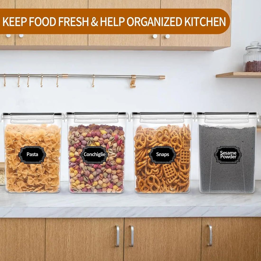 Large Airtight Food Storage Containers with Lids – Plastic Kitchen & Pantry Organization Containers for Cereal, Flour, and More