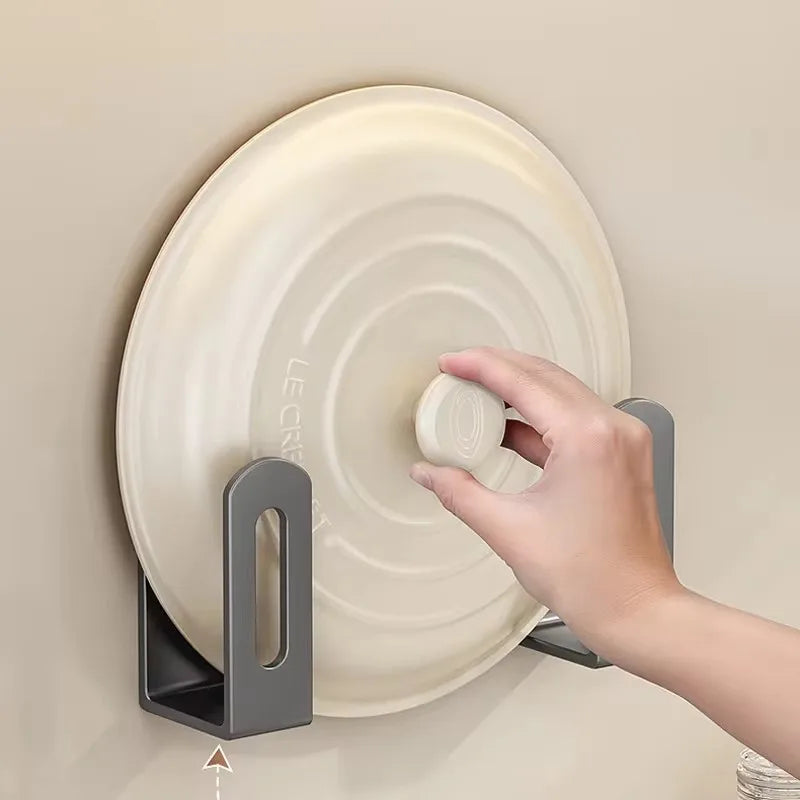 2pcs Wall-Mounted Pot Lid & Cutting Board Rack – Multifunctional Kitchen/Bathroom Organizer Set
