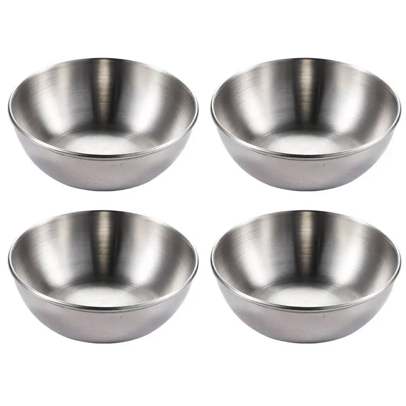 4PCS/2PCS Stainless Steel Golden Sauce Dishes – Appetizer, Seasoning, and Serving Dishes Set, Spice Plates, Kitchen Tableware